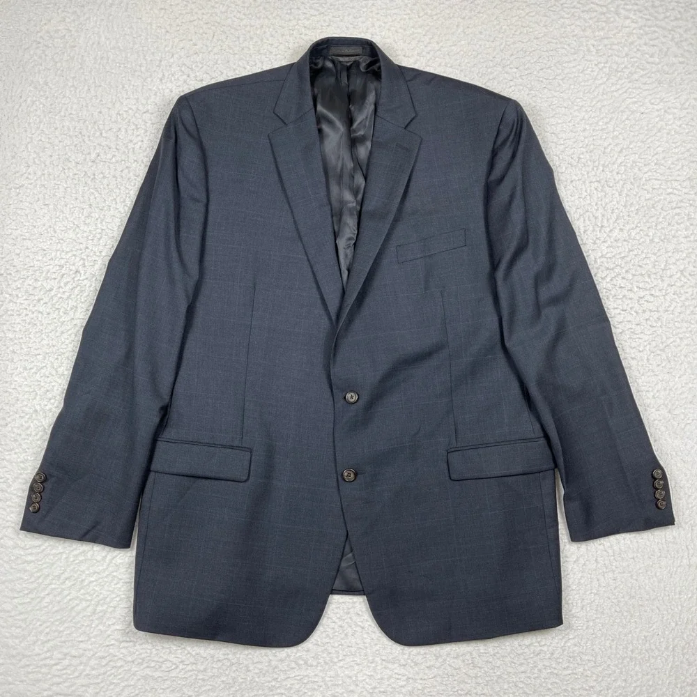 Lauren Ralph Lauren Blazer Mens 48L Blue Glen Plaid Wool Two Button Sport Coat